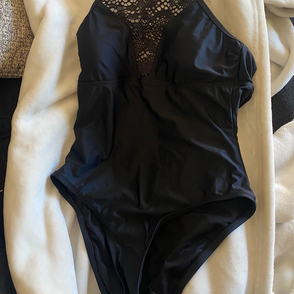 NWT halter black one piece bathing suit